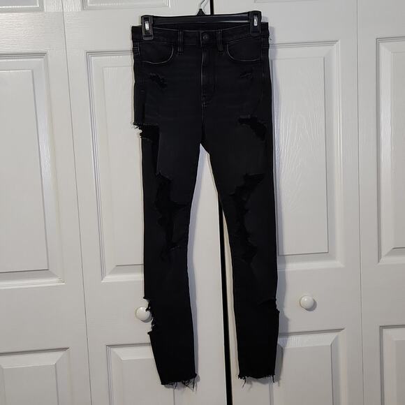 American Eagle Next Level Stretch Hi-Rise Jegging Jean Black Denim Size 4 - Picture 1 of 11